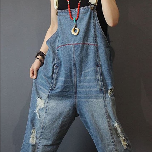 DISTRESSED LOOSE-FIT OVERALLS - Picture 3 of 7